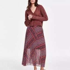 Steve Madden Burgundy Paisley A-Line Skirt